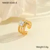 Anillo de Acero Inoxidable con Circonita Incrustada Estilo de Moda Transfronterizo Chapado en Oro de 18K Lujo Accesible Anillo de Acero de Titanio Joyería de Mano Ajustable