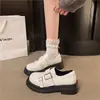 2026 Zapatos de Cuero Pequeños Negros Estilo Retro Francés Otoño Falda Zapatos Mary Janes Redondos Mujer Estilo Nuevo