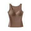 Chaleco térmico todo en uno, usable como capa exterior, forrado de polar, adecuado para usar en capas o solo, chaleco térmico para mujer con copas de sujetador incorporadas, eliminando la necesidad de un sujetador separado