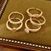 Anillo abierto redondo trenzado de oro real de 18k bañado con circonita incrustada, estilo nicho de alta gama, joyería elegante y moderna