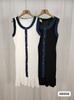 Vestido de temperamento de moda de verano para mujer estilo europeo y americano, vestido de mezclilla con costuras, vestido de falda ajustada adelgazante sin mangas para mujer