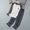 Ropa de Casa Delgada para Niños Verano Modal Pijamas de Seda Helada para Niños y Niñas Conjunto de Ropa con Mangas Largas y Pantalones Largos para Aire Acondicionado