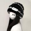 Gorro de Punto Rayado Esponjoso para Mujer, Nuevo Estilo Otoño e Invierno, Hace que la Cara Parezca Más Pequeña, Engrosado para Calidez, Circunferencia de Cabeza Grande, Gorro Holgado Protector de Orejas