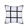 Funda de Almohada Lisa Patrón de Nueve Cuadrículas 40*40cm Terciopelo Piel de Durazno Funda de Cojín Estampada por Transferencia Térmica para Sofá Silla con Cremallera Decoración del Hogar