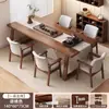 Mesa de Chá Estilo Chinês para Uso Doméstico, Núcleo de Madeira Maciça, Mesa de Chá Simples para Escritório, Conjunto de Uma Mesa e Cinco Cadeiras, Mesa de Chá Grande para Varanda