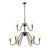 Lustre nórdico americano, rural pastoral moderno simples sala de jantar sala de estar quarto estudo tecido de linho 9 cabeças penduradas