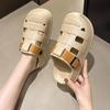 Chinelos de Eva Estilo Coreano para Mulheres com Design Vazado, Sandálias Casuais Preguiçosas Retro de Tira de Couro Quirky para o Verão de 2026