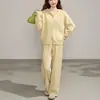 Conjunto de Punto de Dos Piezas de Moda: Cárdigan con Capucha de Color Sólido Liso + Pantalones de Pierna Ancha