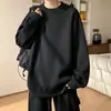Moletom Cinza Claro Gola Redonda Masculino Outono Ombro Caído Solto Simples Versátil Pulôver Top Marca da Moda Juventude Jaqueta Pesada