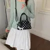 Bolso de Mano Cuadrado Pequeño Estilo Coreano de Moda de Este Año para Mujer, Bolso de Hombro Nuevo de Verano 2026 con Lunares y Bloques de Color, Bolso Cruzado para el Trabajo
