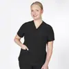 Conjunto Uniforme Poliéster Cor Sólida Multicor Manga Curta Uniforme de Enfermeira Roupa de Trabalho de Médico Calça Reta Bolso Simples Conjunto Scrub