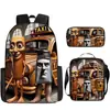 Shan Hai Jing Nuevo Tungtungtung Hombre Palo de Madera Dibujo Animado Mochila Impresa Mochila de Gran Capacidad Bolso de Hombro Estuche