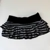 Saia Mini Listrada Color Block Linha A Sexy Fashion Y2K Estilo de Rua Japonês e Coreano Nicho Hot Girl Bolo Estilo Curto