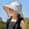 Sombrero de Pescador Grande con Protección UV para Niños, Sombrero de Sol de Color Degradado de Verano para Niños y Niñas, Gorro de Chal para Bebé con Parte Superior Abierta