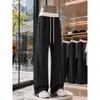 Pantalones casuales de pierna recta acanalados de corte ajustado estilo americano para hombre, pantalones deportivos de colorblock para otoño, pantalones largos holgados y duraderos