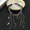 Diablo Style Multi-camadas Wrap Cross Sue Colar Feminino Gargantilha Contraste Contas Lockbone Corrente Punk Colar Corrente Da Moda