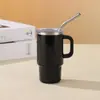 Taza de coche mini de 4 oz para viajes transfronterizos con asa, taza de hielo de acero inoxidable al vacío, taza de café portátil para exteriores con pajita