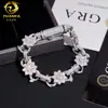 Joyería de Diamante Set Completo de 13 mm Moissanita Plata S925 Flor de Ocho Figura Cadena Cubana Hip-Hop Pulsera de Moda para Hombre