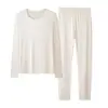 Ropa interior térmica de Lyocell para mujer, Otoño e Invierno, Antibacteriana, Ropa para estar en casa, Conjunto delgado y ajustado, Conjunto cálido