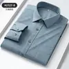Camisa de hombre de manga larga de tejido oxford de algodón puro con bolsillos, adecuada para padres de mediana edad, camisa versátil para hombre