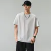 Camiseta de Verão 2026 Nova Gola Redonda Manga Curta Preta Branca Damasco Café Vermelho Corte Solto Com Etiqueta