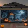 Bestseller transfronteiriço: Tecido de fundo de castelo gótico clássico de Halloween para garagem, fundo de decoração de festa do festival de fantasmas do cemitério