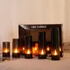 Vela Electrónica Transfronteriza Luz Negra Acrílico Negro Vidrio Simuladado Set de Velas para Clubes, Bares, Halloween