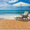 Alfombrilla de Playa Tejida de Doble Capa con Jacquard Geométrico de Tubo Hueco de PP de Venta Caliente en Comercio Exterior, Secado Rápido, Antienvejecimiento, Adecuada para Uso en Autocaravanas y Jardín