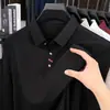 Transmissão ao vivo mais vendido camisa polo masculina de manga comprida outono novo estilo moda casual cor sólida gola lapela manga comprida camiseta top masculino