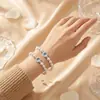 Pulsera de Plata de Ley S925 con Perla y Aguamarina para Mujer, Pulsera de Moda de Lujo Ligero de Gama Alta, Joyería Versátil de Nicho Francés al por Mayor
