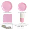 Plato de Papel Color Sólido Vaso de Papel Toalla de Papel Mantel Traje Fiesta de Cumpleaños Infantil Fiesta Navideña Vajilla Desechable Plato de Papel Plato para Cena