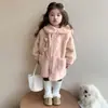 Suéter grueso con forro de polar para niñas, nuevo estilo otoño/invierno, abrigo grueso con forro de piel sintética para bebé niña, ropa exterior para niños