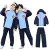 Roupas para Jardim de Infância Roupas de Classe para Alunos do Ensino Fundamental Roupas para Apresentação do Primeiro Ano Camiseta com Costura Rosa Conjunto Esportivo Estilo Britânico