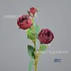 Flores de Rosa Artificiales para Decoración de Bodas, Arreglo de Escena para Salón de Bodas, Materiales DIY para Arreglos Florales, Rosa Princesa Real de 3 Cabezas en Tallo Único