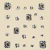 Parches para Uñas de los Pies Adhesivos Parches para Uñas de los Pies Estampado de Leopardo Blanco y Negro Moda de Verano Parches para Uñas Falsas