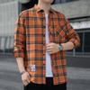 Camisa Masculina Xadrez Solta de Inverno Jaqueta de Outono Camisa de Flanela de Manga Longa para Estudante Roupa Masculina Casual Espessada com Forro de Lã