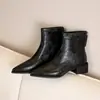Botines ajustados franceses botines cortos para mujer otoño e invierno estilo nuevo punta fina caña corta botines Chelsea tacón grueso botines elásticos