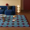 Tapete azul estilo vintage Bauhaus com pelo em laço, tapete para sofá e mesa de centro, manta resistente à sujeira e isolante, tapete para sala de estar atacado