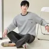 Pijama de algodón puro para hombre al por mayor transfronterizo, estilo fino de verano, nuevo modelo 2026, conjunto de ropa para el hogar de manga larga y pantalón largo, estilo primavera y otoño