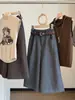 Pantalones de traje de pierna ancha de mezcla de lana de alta gama para mujer, nueva colección otoño 2026, estilo coreano, modernos y elegantes, adecuados para el trabajo, pantalones cropped de pierna recta