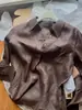 Sem Recomendação D! Camisa Marrom Café de Linho Importada da França para Mulheres com Gola Polo, Manga Longa, Roupa de Trabalho, Camisa com Proteção Solar