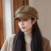 Boina octogonal estilo británico para mujer, retro, versátil, favorecedora, gorra de visera con estrella de cuatro puntas, para cabeza grande