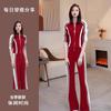 Traje Deportivo de Alta Gama para Celebridades de Internet para Mujer, Moda Casual Europea de Primavera y Otoño, Conjunto de Dos Piezas con Sudadera Roja, Estilo de Fragancia Delicada, Rejuvenecedor