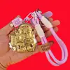 Caja de Regalo Chapada en Oro de 999 con Cadena para Teléfono Móvil, Llavero, Colgante para Bolso y Artículos de Regalo para el Dios de la Riqueza