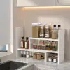 Prateleira de exposição e armazenamento de cozinha pronta para uso transfronteiriça, porta-temperos, prateleira de armazenamento para armário, prateleira empilhável de canto para bancada para armazenamento