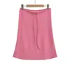 299-26 Outono Estilo Coreano Casual e Suave Fluido Cordão Cintura Alta Amarração na Cintura Emagrecedor e Elegante Saia