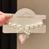 Pulsera de Fresa de Resina con Lazo de Perlas y Circonita de Lujo Pulsera Sencilla Dulce Linda Joyería Versátil de Nicho para Mujer