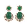 Aretes Tesoro de Estilo Retro Cortesano Europeo y Americano Color Verde Aretes de Aleación Huecos con Diamantes de Estilo Literario Personalizado Aretes Transfronterizos