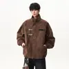 Chaqueta de solapa estilo nicho para hombre, marca de moda tie-dye, estilo biker, chaqueta de cuero retro americana genial, a la moda