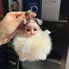 Boneca de Pelo de Raposa Real Chaveiro de Carro Pingente Fofo Boneca de Pelúcia Pingente de Bolsa Presente para Casal
